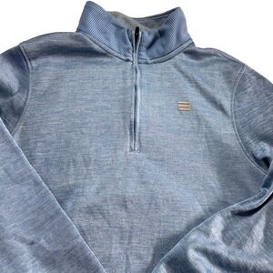 Three Sixty Six Mens Pullover 1/4 Zip Light Blue Heather Activewear Sz M